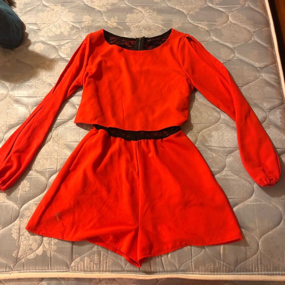 Orange and black romper